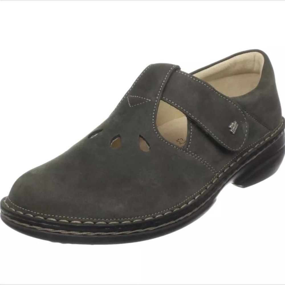 Finn Comfort Women's Soft Tofino T-Strap Shoe Tundra Nubuck Leather Clog EU 36